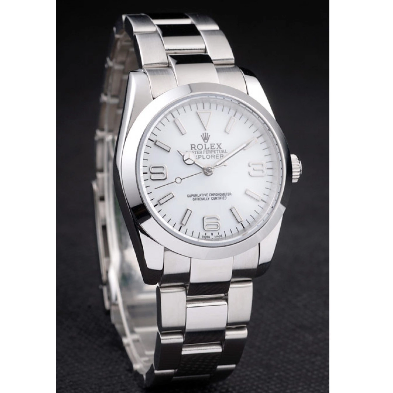 Best AAA Replica Sites 98086 Steel White Stainless Polished Rolex Explorer Dial 0730